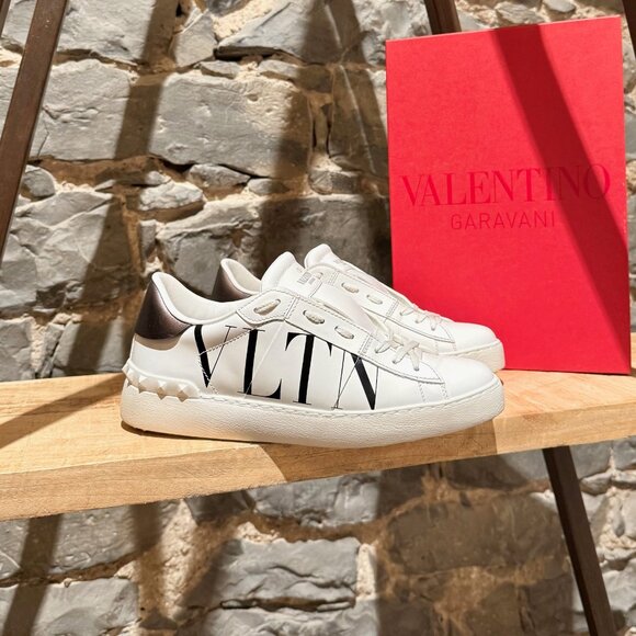 Valentino White VLTN Open Rockstud Low-top Sneakers - Picture 1 of 15